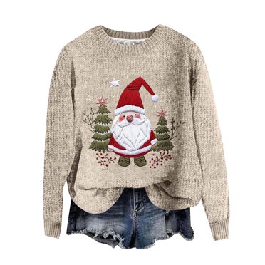 Zhanying Christmas Sweater Chandail de Fête à Manches Longues en Tricot Doux Haut de Fête Chandail de Fête Amusant pour Femmes