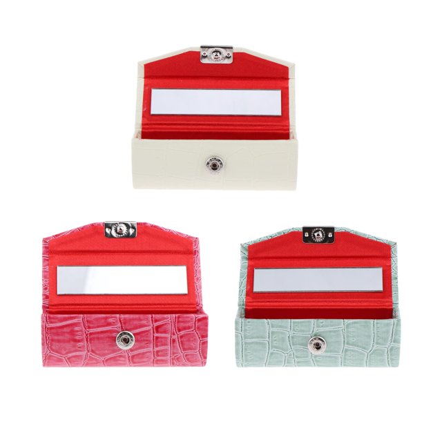 lionlar Étui en Cuir pour Rouge à Lèvres avec Miroir pour Sac à Main +étui en Cuir pour Rouge à Lèvres avec Miroir Sac à Main+étui, Rose Rouge et Blanc et Grisâtre Rose Rouge et Blanc et Vert Grisâtre