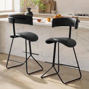 BeesClover Bar Stools Set of 2,Counter Height Stools with Backs,Modern Faux Leather High Barstools Metal Leg, Ergonomic Backrest,Tall Barstools Chairs for Kitchen Island Home Bar, Easy Assembly