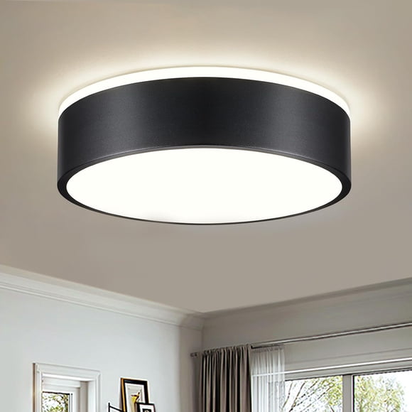 Dimmable Modern Flush Mount Ceiling Lights, Black 5CCT LED Ceiling Light Fixture, Minimalist Round Kitchen Lighting Fixtures for Bedroom, Laundry Room, Hallway, Entryway, 11.8