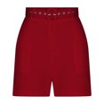 thumbnail image 4 of LOVZFMLL Women's Solid Suit Pant With Pockets Waisted Shorts With Belt Red XXL, 4 of 6