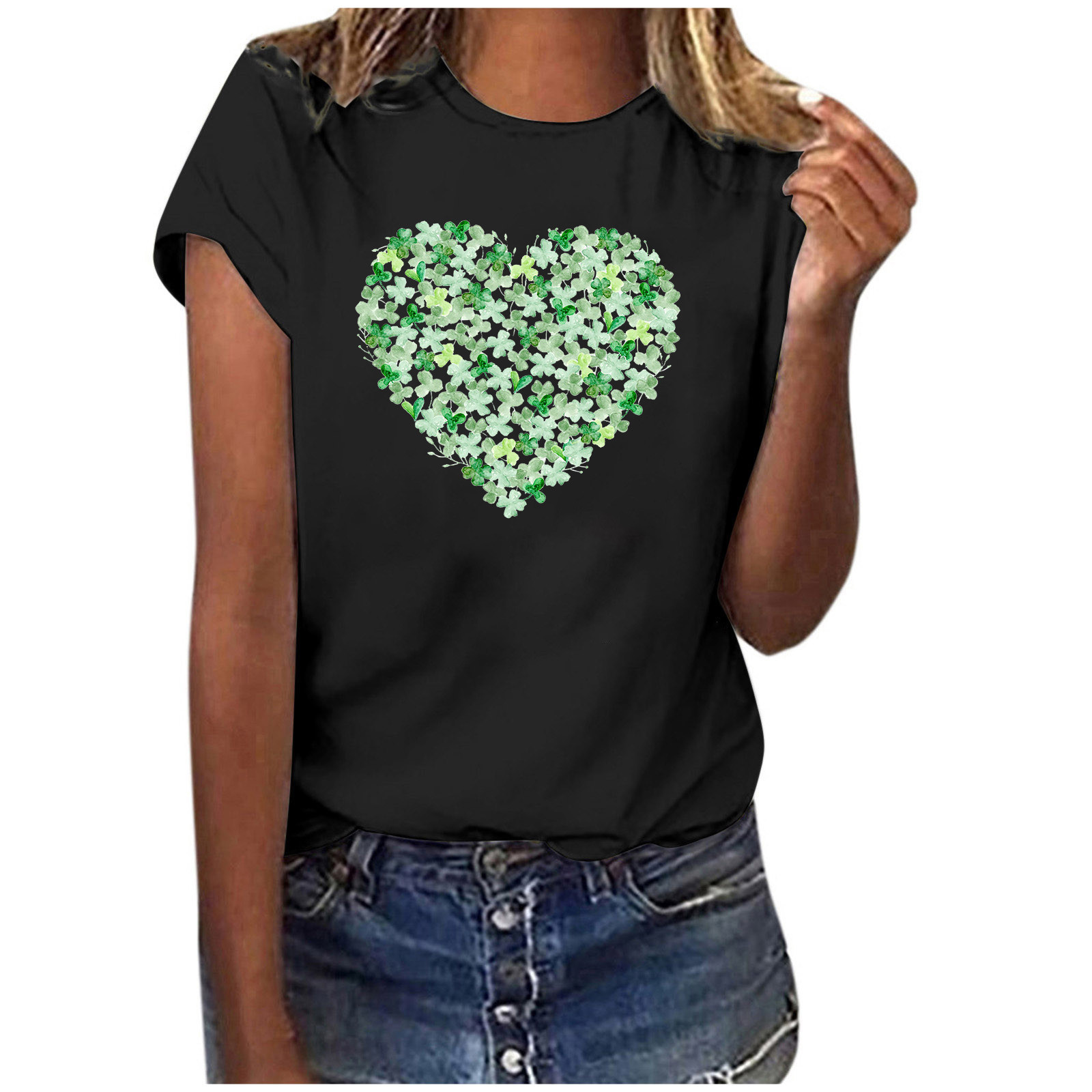 Chemises de la Saint-Patrick pour Femmes Saint-Valentin Imprimé Hiver Décontracté Floral Haut Saint-Patrick