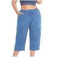 thumbnail image 3 of Wlynlyn Plus Size Capri Pants for Women Drawstring High Waisted Sweatpants Straight Leg Summer Cropped Trousers Size 5Xl, 3 of 7