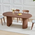 thumbnail image 4 of Oval Dining Table for 6 with Semi-circular legs, Modern Large Kitchen Dining Room Table with Wooden Strip Base for Rustic Farmhouse, Meeting Room Reception Room,Tightly(Walnut), 4 of 13