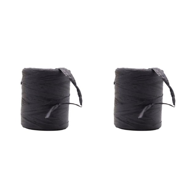 Decodeary Sturdy And Durable Raffia Rope Yarn For DIY Crafts Beautiful Colors Fiber Natural Paper Ribbon black 2Set