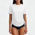 thumbnail image 4 of Neewe Women's Rash Guard UPF 50+ Ruched Swim Shirt Round Neck Short Sleeve Performance Top S-XXL, 4 of 8