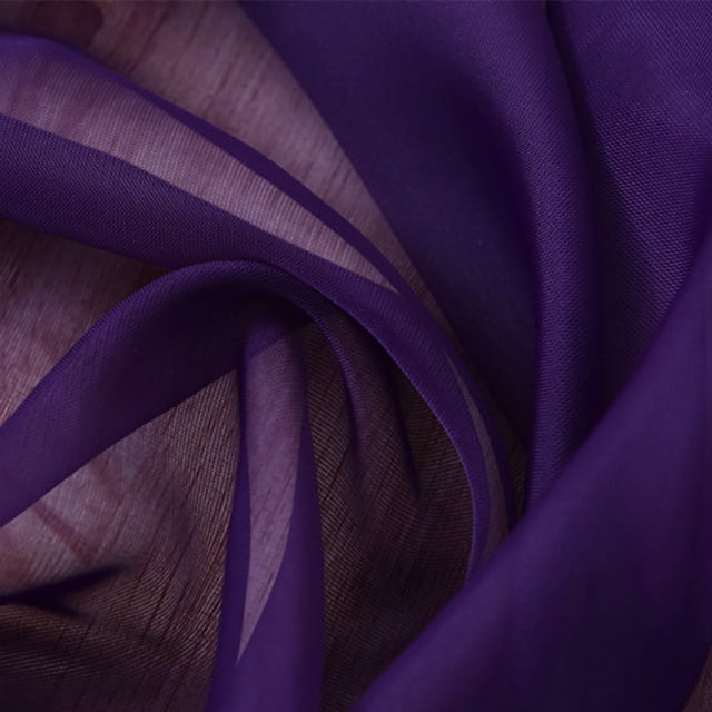 EGNMCR Room Decor Home Decor 1 PCS Pure Color Tulle Door Window Curtain Drape Panel Sheer Scarf Valances Curtain in a rich purple hue. Made from voile material, this sheer curtain measures 250cm x 100cm and features a soft, lightweight texture that filters daylight gently. Suitable for use as a door curtain, window curtain, or shop display background. The fabric is machine washable on a gentle cycle. The image shows a close-up of the curtain's delicate texture and vibrant color.