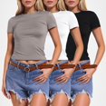 thumbnail image 5 of T-Shirts Élégants pour Femmes / T-Shirt à Manches Longues de Compression pour Femmes Col Roulé Tee Ensemble 3 Pcs T-Shirt à Manches Courtes Chemises pour Femmes Chemises pour Femmes Coupe Ajustée Hauts Courts Chemises pour Femmes Manches Longues T pour Dames, 5 of 5