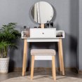 thumbnail image 4 of Costway Coiffeuse en Bois avec Tabouret, Miroir Rond avec 1 Tiroir, 4 of 10
