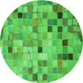 thumbnail image 1 of Ahgly Tapis Rond Lavable en Machine Intérieur Transitionnel Vert Néon, 8 Pieds Rond, 1 of 7