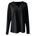 thumbnail image 4 of CEHVOM T-Shirts Décontractés pour Femmes à Col en V Uni à Manches Longues Blouse, 4 of 4