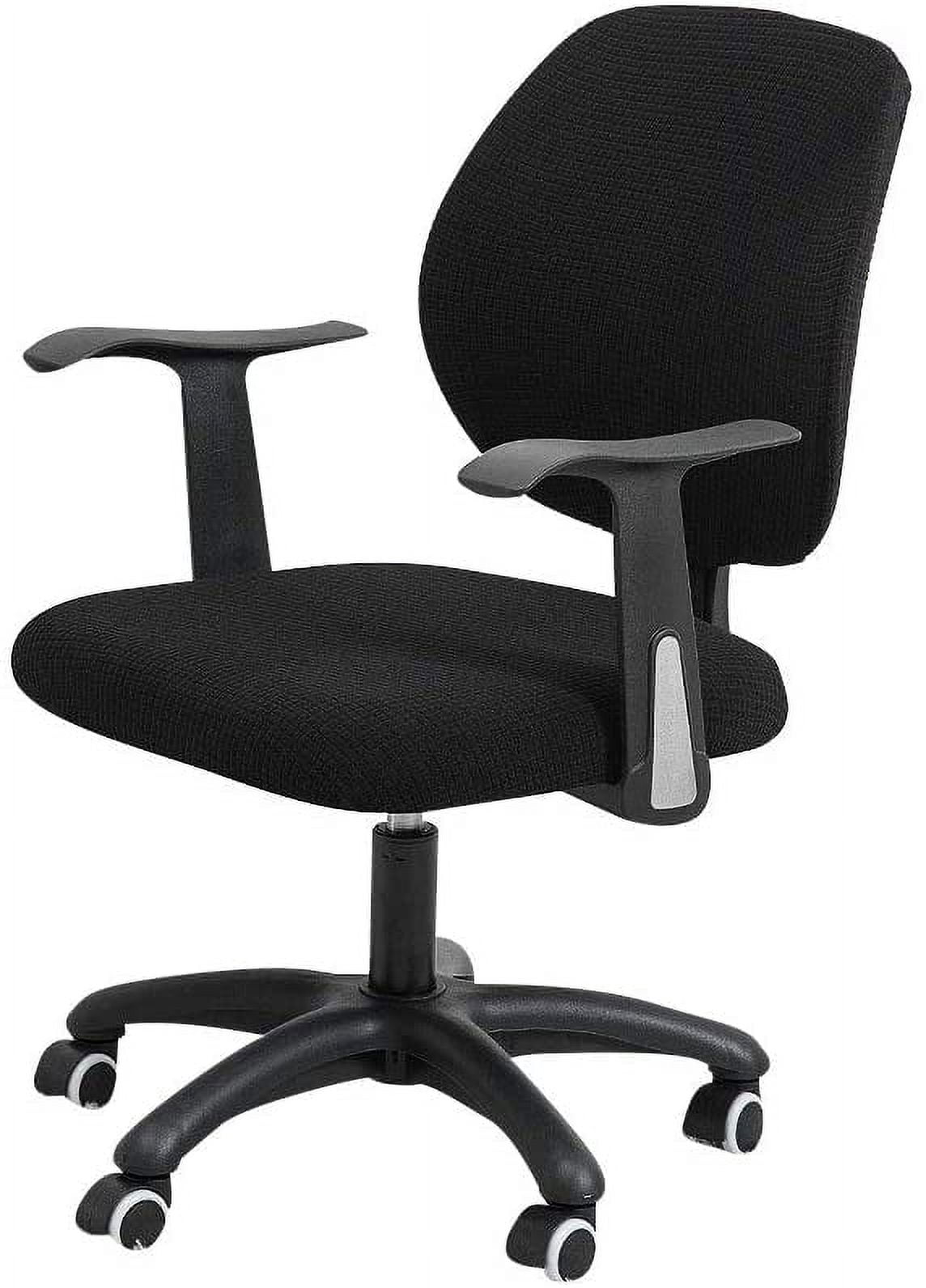 ORUYROP Housse de Chaise de Bureau Noire Résistante à l'Eau Extensible Jacquard Élastique Housses 2 Pcs pour Chaise d'Ordinateur de Bureau Housse Extensible