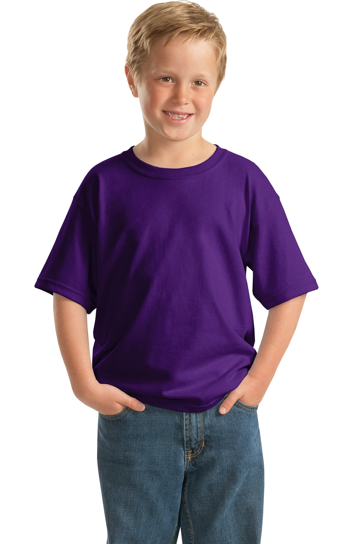 Gildan Boy's 100 Percent Cotton Short Sleeve Taped Neck T-Shirt 5000B