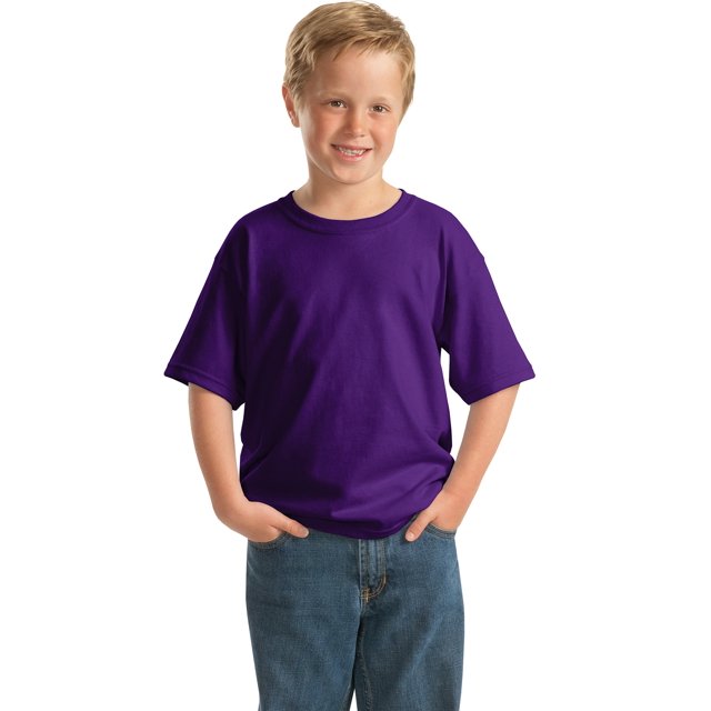 Gildan T-Shirt à Manches Courtes pour Garçon en Coton 100 pour Cent avec Encolure Rubanée 5000B