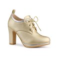 thumbnail image 1 of BLISSFUL STEP Women's Round Toe Platform Block High Heel Ankle Boots Gold (Size 7.5）, 1 of 6
