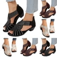 thumbnail image 1 of TrendOFT Women's Sandals Casual Toe Strap Rhinestone Back Zip Roman Summer Womens Flat Sandals Red 36, 1 of 4