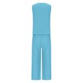 thumbnail image 4 of FAIWAD Ensembles 2 Pcs pour Femmes en Coton et Lin, Hauts Sans Manches à Col Ras du Cou et Pantalons à Jambes Larges, Ensembles de Détente Survêtements, 4 of 6