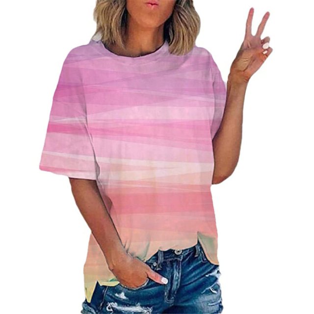 Wolfast T-Shirts pour Femmes Mode T-Shirt Imprimé Manches Courtes Blouse Col Rond Hauts Décontractés Manches Courtes Blouses pour Femmes