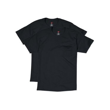 Hanes T-Shirt à Manches Courtes pour Hommes avec Poche, Lot de 2, L, Noir