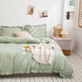thumbnail image 3 of Move Over Sage Green Ruffle Pillow Shams Queen Ruffled Pattern Green Boho Standard Pillowcases 100% Washed Microfiber, 3 of 7