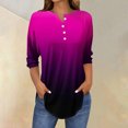 thumbnail image 2 of SwiftWear T-Shirts pour Femmes Mode Tendance Col Rond Manches Mi-Longues T-Shirt Couleur Dégradée Décontracté Ample Hauts Basiques, 2 of 5