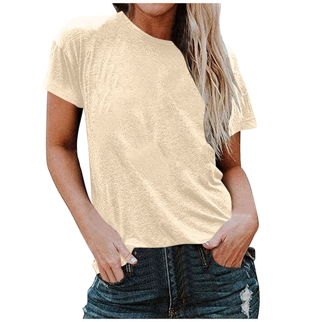 FAIWAD T-Shirts à Manches Courtes pour Femmes Été Col Rond Manches Courtes Grande Taille T-Shirts Décontractés Plage Vacances Basiques