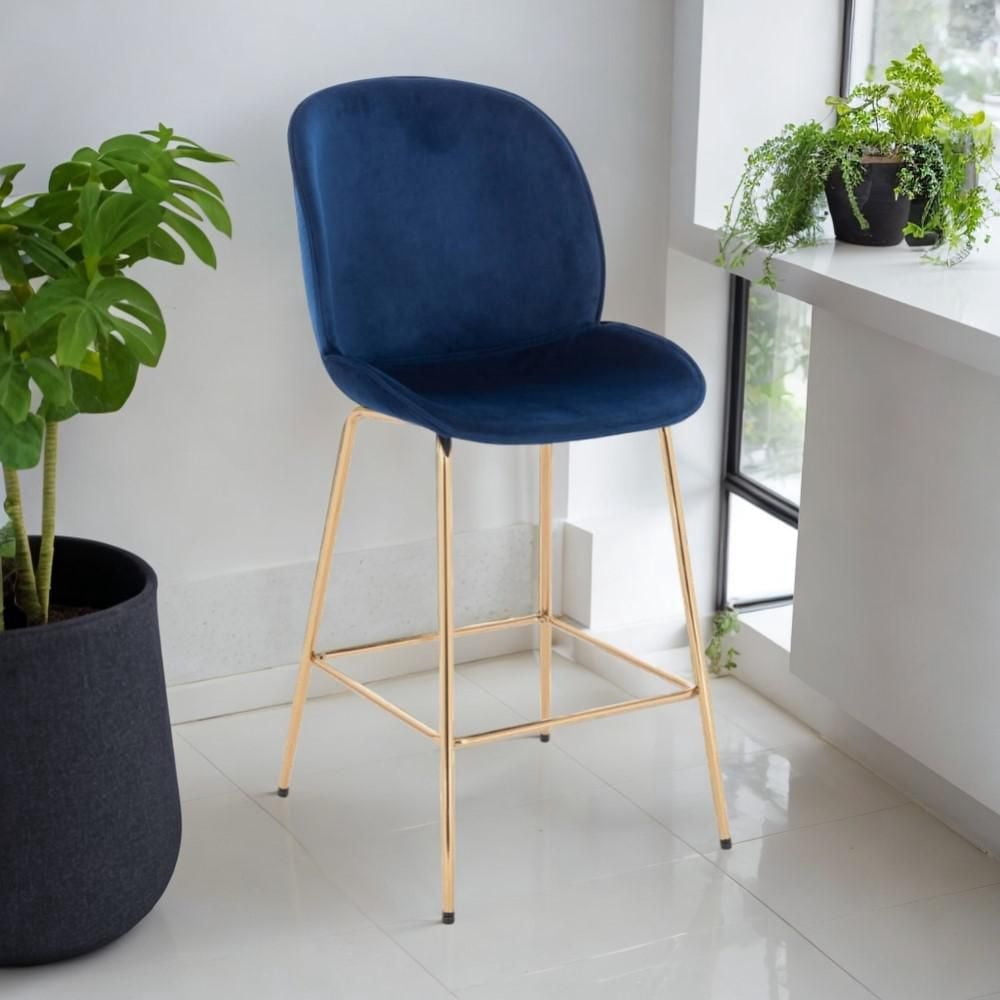 TABOURET LOTUS GOLD (SIÈGE SLIM) avec revêtement en velours doux et pieds en métal doré