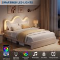 thumbnail image 3 of Princess Boucle Upholstered Bed Frame with LED Lights & Storage Drawer – Adjustable Headboard, Wood Slats, No Box Spring Needed – TWIN / FULL / QUEEN, Pink / White, 3 of 8