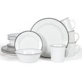 thumbnail image 1 of Martha Stewart Cliffield 16 Piece Dinnerware Set, Black Rim, White, Fine Ceramic, 1 of 7