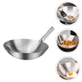 thumbnail image 3 of PENGXIANG 1pc Stainless Steel Single Handle Wok Practical Wok Kitchen Utensil (Silver), 3 of 6