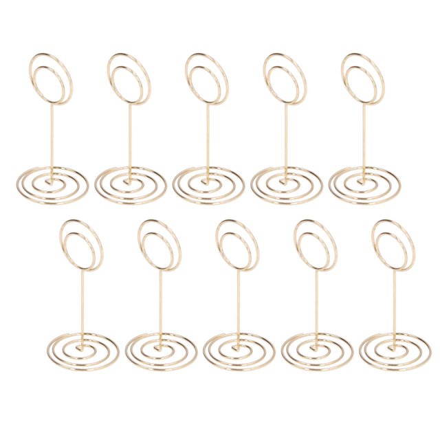 10Pcs Table Number Holder Wedding Note Holder Circle Business Card Holder Ornaments Cute Shape Elegant Electroplating Charming