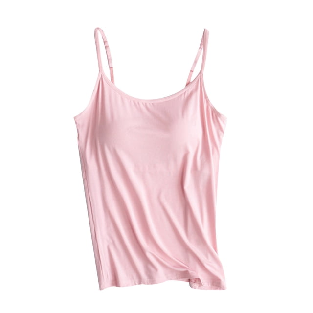 Timegard Camisoles pour Femmes avec Soutien-Gorge Intégré Débardeurs d'Été Sans Manches Bretelles Spaghetti Ajustables