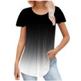 thumbnail image 1 of Besolor Hauts d'Été pour Femmes Tendance Dégradé Plissé Manches Courtes Chemises Décontractées Grande Taille Col Rond Blouse Habillée, 1 of 5