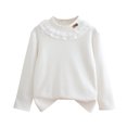 thumbnail image 1 of FAIWAD Girls Cotton Tops Kids Basic Mock Neck Embroidered Long Sleeve Warm Fleece Undershirt 2-12Years, 1 of 3