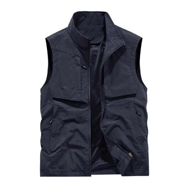Birdeem Mens Work Clothes Jacket Solid Color Stand Collar Multiple Pockets Outdoor Sports Photography Leisure Coat