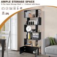 thumbnail image 2 of Costway 6-Tier S-Shaped Bookcase Storage Rack Bookshelf with Cabinet Anti-toppling Devices Black, 2 of 9