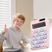 Lisbinx Solar-Powered 12 Digit Desktop Calculator with Large Clear Display, Candy-Color Mechanical-Style Keys, Plastic for Office Accounting Students, Blue/Pink/Purple/White