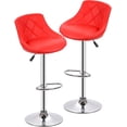 thumbnail image 1 of BestOffice Set of 2 Barstools Height Adjustable Back PU Leather Swivel Bar Kitchen Counter Stools Dining Chairs, Red, 1 of 7