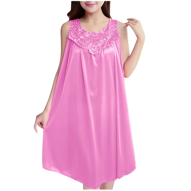 Tqcoqu Jupe d'Intérieur pour Femme à Col Rond, Couleur Unie, Ample et Confortable, Grande Taille