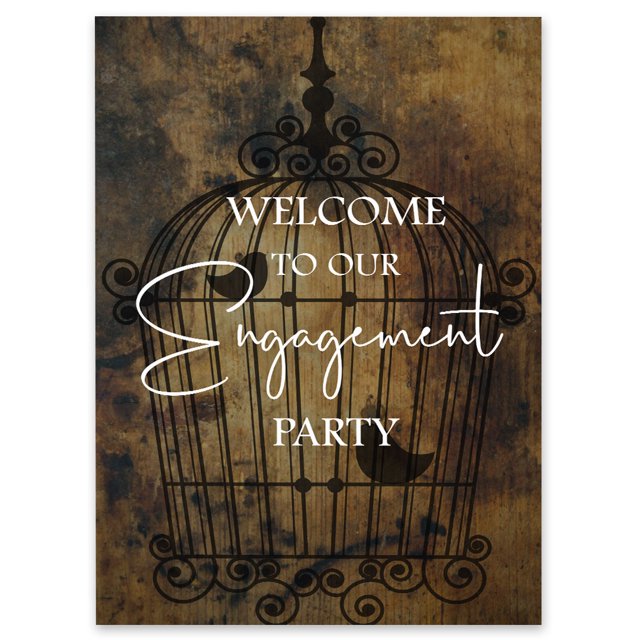 Darling Souvenir MADE WITH LOVE Cage Bird Print,WelcomeSignLarge Decorative PosterWelcomeTo Our Engagement Poster For Easel Party Collection- 18x12