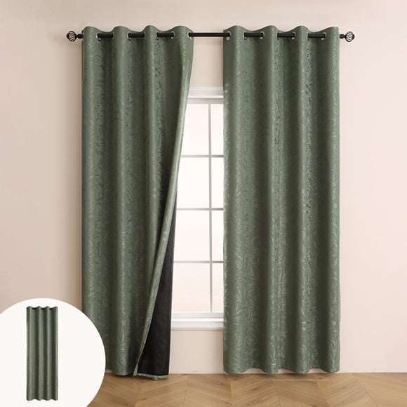 RRJ Blackout Curtains, 102x51 Inches Thermal Insulated Room Darkening Window Drapes, Sunscreen Heat Blocking Elegant Drapery for Bedroom Living Room Balcony Decor