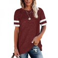 thumbnail image 2 of T-shirt Basique Tricoté d'Été Uni pour Femme, Coton Décontracté, Manches Courtes, Tee-Shirts, Hauts pour Femme, 2 of 5