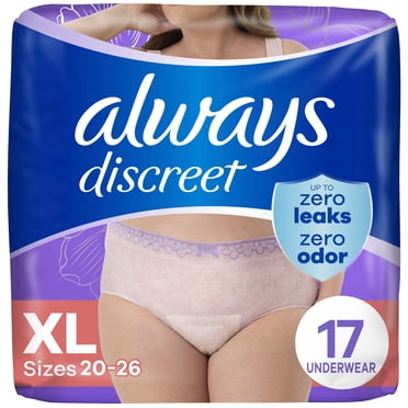 Culottes d’incontinence et de post-partum pour adultes Always Discreet, protègent jusqu’à 100% contre les fuites urinaires, pour femmes, taille TG, 17;culottes