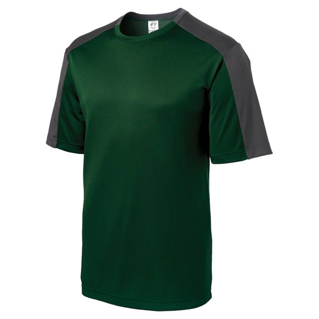 Gravity Threads Chemise à Manches Bloquées pour Hommes à Évacuation de l'Humidité - Vert Forêt/gris Fer - Petit