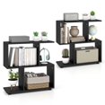 thumbnail image 1 of Costway 2 PCS 2-Tier Bookshelf Free Standing Wooden Display S-Shaped Shelf Storage Rack Black, 1 of 10