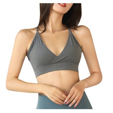 IROINNID Savings Racerback Bras for Women Sports Bras Pure Color Sexy Sports Bra Deep V Tight High Elastic Yoga Sports Underwear,Gray