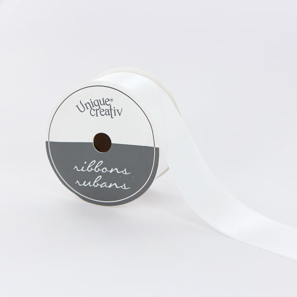 UNIQUE CREATIV White Satin Ribbon 25 mm (0.98 in) × 5.5 m (7/8 in × 6 yd), 5.49 m (18 ft)