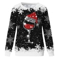thumbnail image 4 of Besolor Chandail à Col Rond de Noël pour Femmes, Imprimé de Verre de Vin, Manches Longues, Chandails Mode, Hauts Graphiques Flocon de Neige, 4 of 4