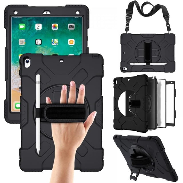 DEBGFS pour iPad Air 3 Étui iPad 10.5 2019 Étui avec Béquille Intégrée Robuste Ultra Résistant Antichoc Étui Hybride 3 Couches Étui Intégrale pour iPad Air 3rd / iPad Pro 10.5 Pouces, Noir