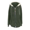thumbnail image 4 of CEHVOM Women Plus Size Winter Warm Loose Plush Zip Hooded Jacket Coat, 4 of 5